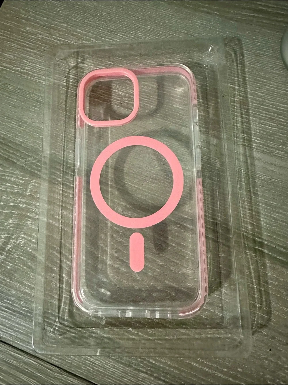 MVMT Clear Case with Pink MagSafe Ring Bumper for iPhone 15/ 14/13